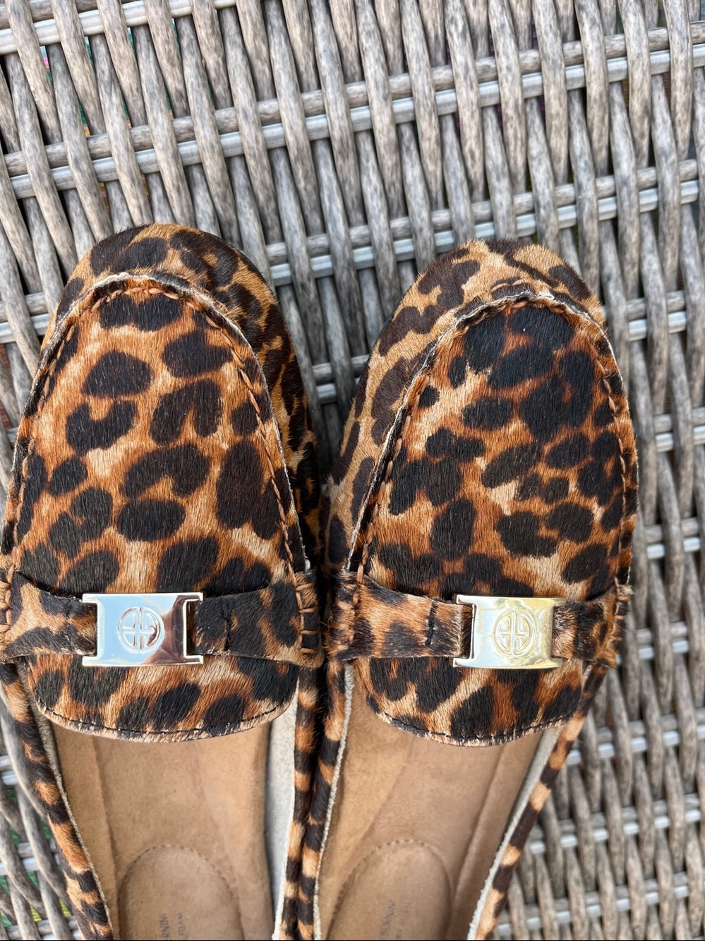 Giani Bernini Leopard Print Calf Hair Loafers Moccasins Flats 9.5 - Picture 2 of 8